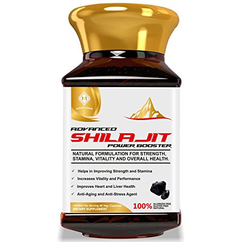 MOUNTAINOR Advanced Shilajit Power Booster Capsules with Saffron, Safed Musli, Ashwagandha - 1400MG (90 Veg Capsules) | For Enhanced Stamina, Vitality & Overall Wellbeing