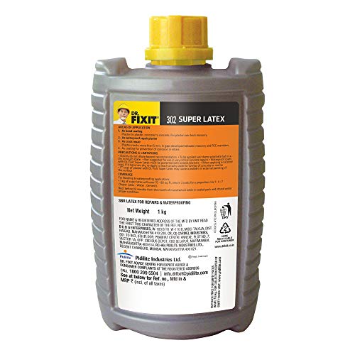 डॉ. FIXIT 302 SBR Latex सुपर लेटेक्स SBR लेटेक्स वॉटरप्रूफिंग आणि दुरुस्तीसाठी छप्पर, टेरेस, बाथरूम, टॉयलेट - 1Kg, (राखाडी) (1Pc), काँक्रीट, दगडी बांधकाम, दगडी बांधकाम, प्लास्टरशी मजबूत बंध