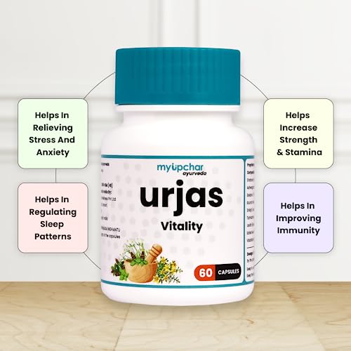 myUpchar Ayurveda Urjas Vitality Capsule For Men | Improves Strength, Stamina & Energy | Ashwagandha, Safed Musli, Gokshur & Shjilajit | 60 Veg Capsules