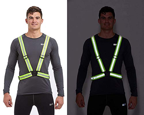 Okayji Safety Reflective Adjustable Cross Belt High Visibility Gear Stripe Vest Running Walking Construction for Men and Women