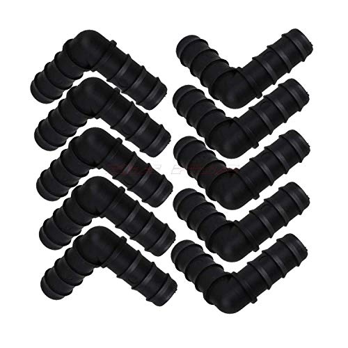Pinolex® Irrigation Accessories Fittings Elbow Corner 90 for 1/2 Online Lateral Drip Tubing Barbed Connectors 16mm .520 ID and Compatible or Sprinkler Systems (Pack of 50)