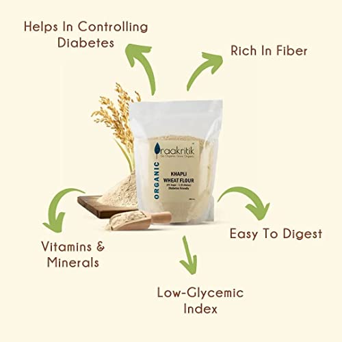 Praakritik Organic Khapli Wheat Atta 3 Kg (Pack of 1) | Emmer Wheat Flour | High Fiber, Low Gluten & Diabetes-Friendly | Ancient Grain | Easy Digestion