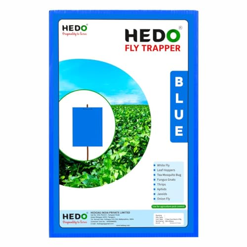 HEDO फ्लाई ट्रैपर A4 ब्लू स्टिकी शीट, खेती और आउटडोर के लिए कीट पकड़ने वाली शीट थ्रिप्स, व्हाइटफ्लाइज़ और एफिड को नियंत्रित करने के लिए 1 का पैक (25 पीस)