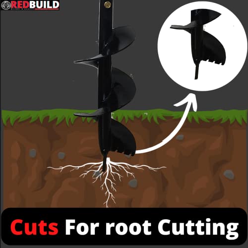 REDBUILD™ Adjustable Earth Auger Hole Digger, 6-Inch Manual Earth Auger | Long Blade Machine for Digging Soil | Farming Tools Ideal for Agriculture