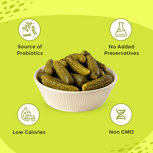 Neo Whole Gherkins 480g I Pack of 1 I 100% Vegan I Low Fat Sweet and Crunchy Pickles, Ready to Eat, No GMO I Enjoy with Nachos, Make a Healthy Salad at home