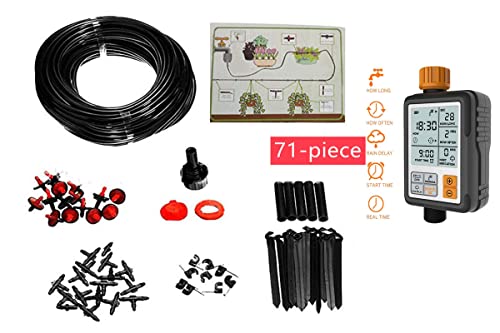 Pinolex Premium Drip Irrigation Gardeners Micro Drip Kit for Plants up to 20 Pots with Water Timer Electronic Digital Controller Fully Automatic Adapters Batteries Included Child Lock Feature