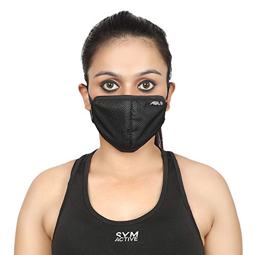 ABLE A95 Anti Bacterial Anti Pollution Anti Dust Reusable Protection Mask Unisex (Black & White Pack of 3)