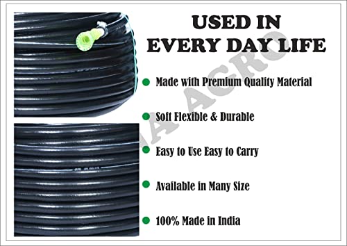 ANNA AGRO (Size : 1/2 (0.5) Inch, Length: 5 Meters, Black) 3 Layered Heavy Duty Braided Water Hose Pipe for Watering with Spray Gun Easy to Connect, Garden, Car Wash, Floor Clean, Pet Bath, Yard.