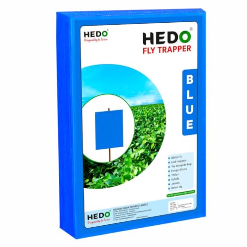 HEDO फ्लाई ट्रैपर A4 ब्लू स्टिकी शीट, खेती और आउटडोर के लिए कीट पकड़ने वाली शीट थ्रिप्स, व्हाइटफ्लाइज़ और एफिड को नियंत्रित करने के लिए 1 का पैक (25 पीस)