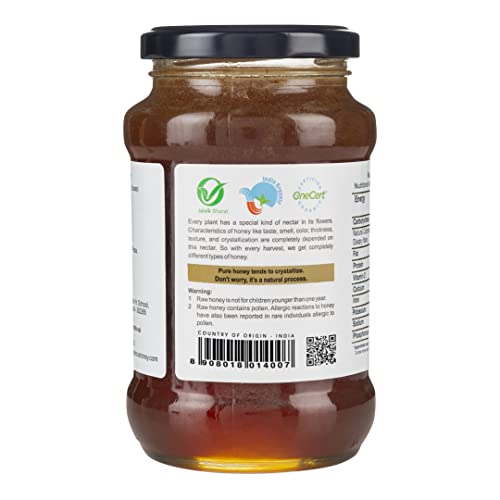 INDIGENOUS HONEY Raw Organic Honey NMR Tested NPOP Organic Certified Pure Natural Unprocessed Original Honey - 530 g Glass Jar (Pack of 1)