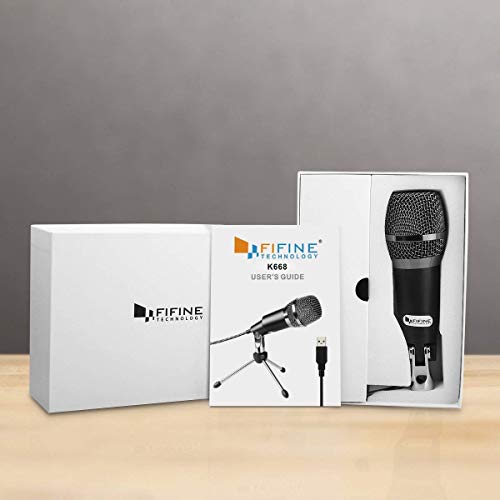 Fifine K668 USB मायक्रोफोन - Skype साठी प्लग आणि प्ले होम स्टुडिओ USB कंडेन्सर मायक्रोफोन, YouTube आणि गेमिंगसाठी रेकॉर्डिंग