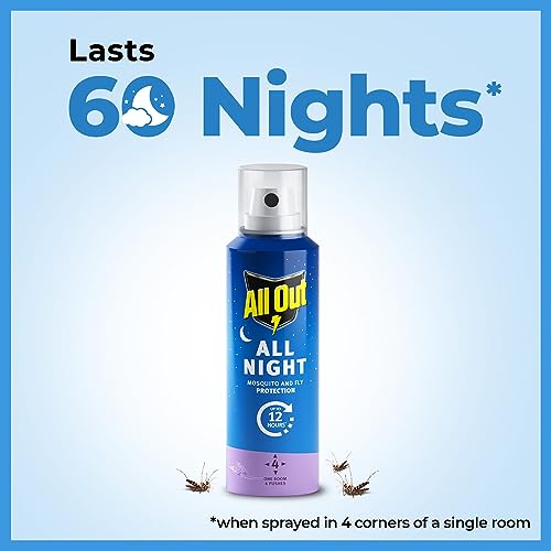 All Out All Night Mosquito Repellent Spray, 30ml | 1 Spray in Each Top Corner of the Room for 12 Hours Mosquito Protection | Lasts 60 Nights