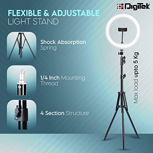DIGITEK® (DRL-14C) प्रोफेशनल (31cm) यूट्यूब, फोटो-शूट, व्हिडिओ शूट, लाइव्ह स्ट्रीम, मेकअप, व्लॉगिंग आणि अधिकसाठी ट्रायपॉड स्टँड आणि मिनी ट्रायपॉडसह ड्युअल टेम्परेचर एलईडी रिंग लाइट