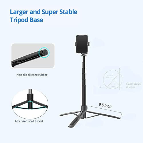 Mobilife Long Selfie Stick Tripod,Extra-long Selfie Stick with Large Reinforced Tripod Stand Upto 61 inch/156 cm,Super Long Multi-function Bluetooth Selfie Stick for YouTube Photo&Cooking Video Overhead Shoot Live Stream Selfie Stick Tripod for Mobile Pho