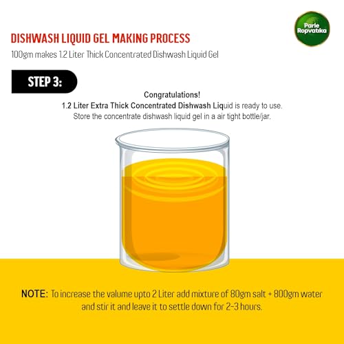 पार्ले रोपवाटिका DIY 10 लीटर डिशवॉश लिक्विड जेल मेकर (500 ग्राम) जार नींबू, नींबू की खुशबू के साथ, कोई अवशेष नहीं छोड़ता, सभी बर्तनों के लिए ग्रीस क्लीनर (DIY: 10 लीटर 500 ग्राम में)