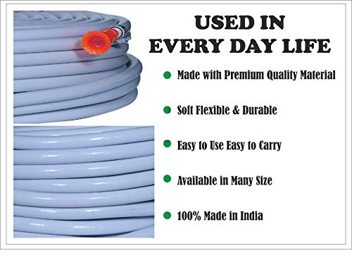 Tramp & Badger (Size : 1/2 (0.5) Inch, Length: 20 Meters, White) Heavy Duty Water Hose Pipe, Light Weight Easy to Connect For Garden, Car Wash, Floor Clean, Pet Bath, Park & Yard.
