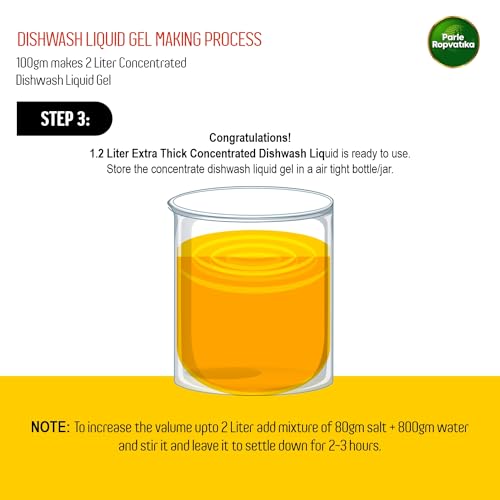 Parle Ropvatika DIY 20 Liter Dishwash Liquid Gel Maker 1kg Lemon Fragrance, Leaves No Residue, Grease Cleaner For All Utensils (DIY: 20 Liter in 1kg (Lemon))