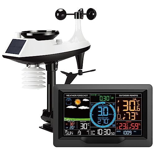 Morelian FJ3390A Multifunctional Professional Weather Station Temperature, Humidity, Wind Speed and Rainfall Detection Weather Forecast Clock
