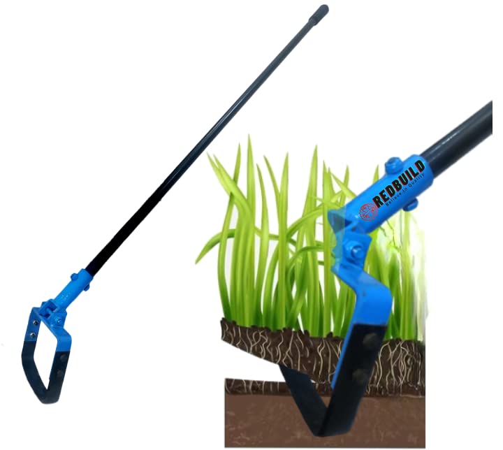 REDBUILD™ Heavy Duty Hand Weeder with Handle (5 Feet Handle with Grip) | Manual Weeder for Agriculture | Weed Remover | Weed Removal Equipment | Agriculture Tools for Farming | Stirrup Hoe