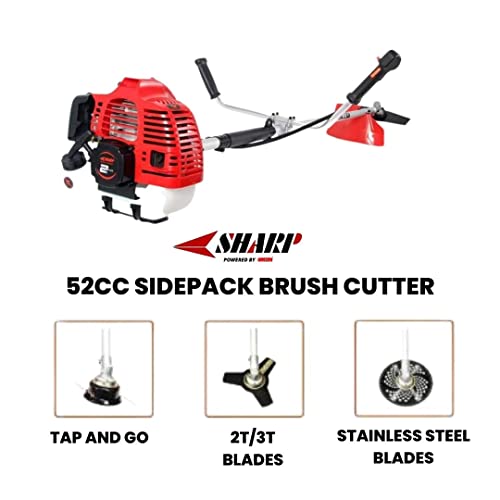OREZEN Sharp 52cc sidepack - Portable Crop harvestor Brush Cutter Used for Grass Trimming,Weeding in Fruits and Vegetable (Brush Cutter)