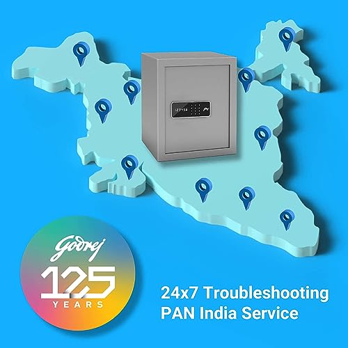 गोदरेज फोर्ट प्रो 40 लीटर डिजिटल इलेक्ट्रॉनिक सुरक्षित लॉकर घर और कार्यालय के लिए मोटरयुक्त लॉकिंग तंत्र के साथ (हल्का ग्रे)