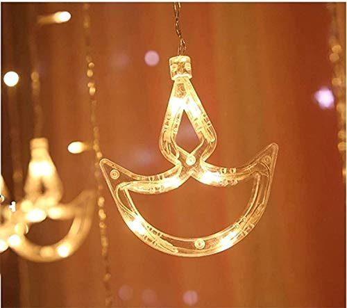 Quace 12 Diyas Window Curtain Lights with 8 Flashing Modes Decoration for Christmas, Wedding, Party, Home, Patio Lawn, Warm White (6+6 Diyas)…