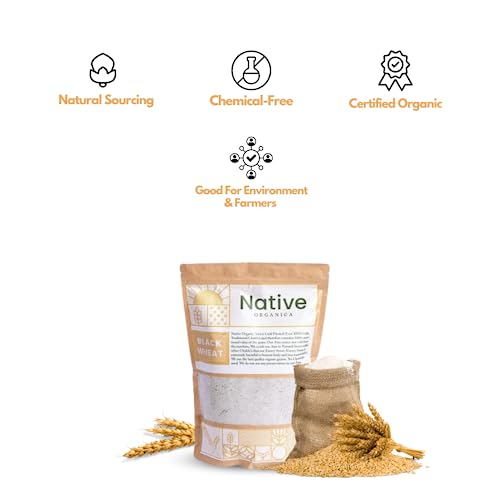 Native Organica "Natural Hand Chakki Black Wheat Flour (2 Kg) Ideal for Consumption & Culinary Use | Packed with Antioxidants | Ideal for Individuals with High Blood Sugar"