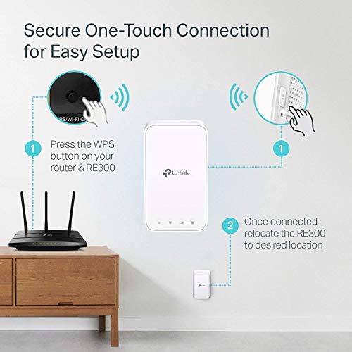 TP-Link RE300 AC1200 Mesh Wi-Fi Range Extender/WiFi Booster/Wireless Repeater (Up to 1200 Mbps), Intelligent Signal Light, Power Schedule, LED Control, Dual_Band, White