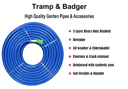Tramp & Badger (Size : 1/2 (0.5) Inch, Length: 5 Meters, Blue) Heavy Duty Water Hose Pipe, Light Weight Easy to Connect For Garden, Car Wash, Floor Clean, Pet Bath, Park & Yard.