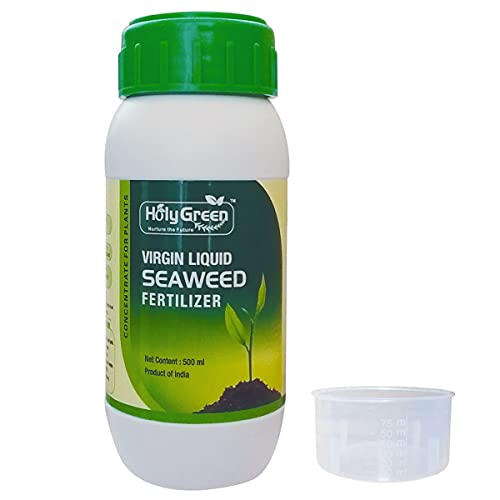 Holy Green - Nurture the Future Liquid Virgin Seaweed Fertilizer Concentrate (500 ml) with Measuring Cup (75 ml) for Both Indoor and Outdoor Plants 500 ml