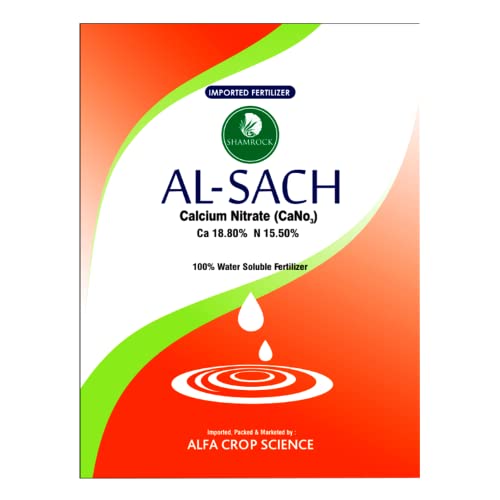 SHAMROCK AL-SACH कॅल्शियम नायट्रेट पाण्यात विरघळणारे खत (2 किलो = 1 किलो x 2 पॅक)