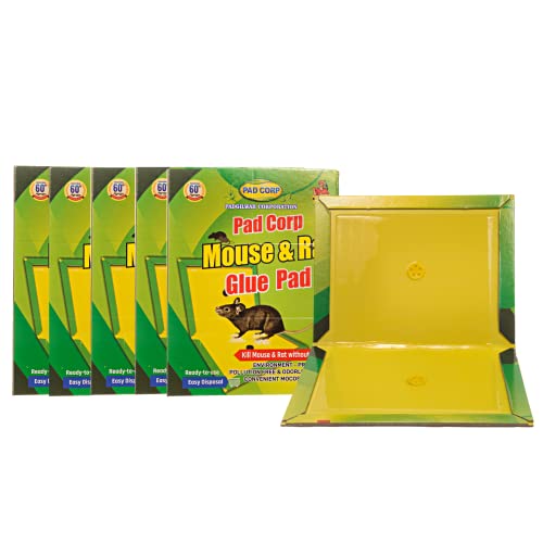 Pad Corp Mouse Trap Pad Heavy Gum Mouse Insect Rodent Lizard Trap Rat Catcher Adhesive Sticky Glue Pad Non Poisonous Big Size 21CM X 16CM X 1CM (Pack of 5Pcs)