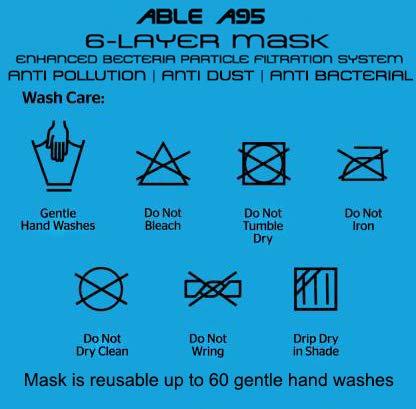 ABLE A95 Anti Bacterial Anti Pollution Anti Dust Reusable Protection Mask Unisex (Black & White Pack of 3)