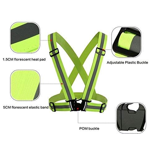 Okayji Safety Reflective Adjustable Cross Belt High Visibility Gear Stripe Vest Running Walking Construction for Men and Women