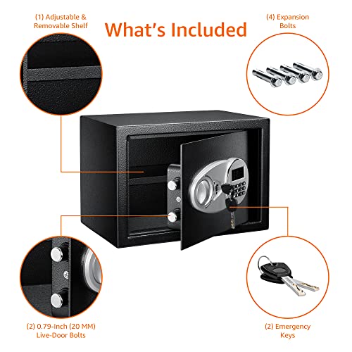 Amazon Basics security safe with programmable electronic keypad, 14L
