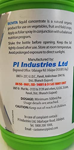 Pi Industries ऑर्गेनिक बायोविटा लिक्विड 500 ml समुद्री शैवाल प्लांट ग्रोथ रेगुलेटर होम गार्डन, पौधों और वृक्षारोपण के लिए