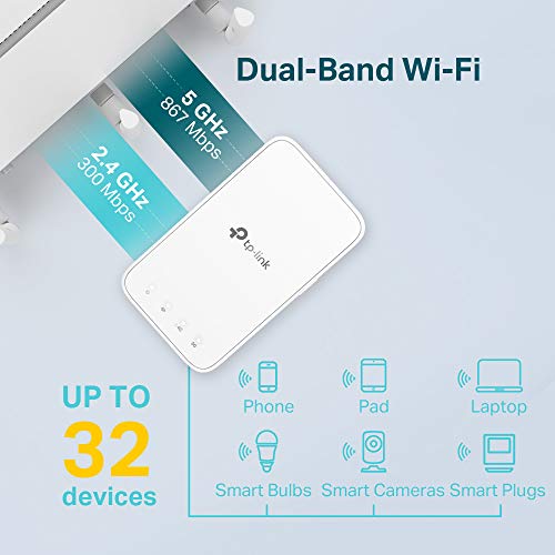 TP-Link RE300 AC1200 Mesh Wi-Fi Range Extender/WiFi Booster/Wireless Repeater (Up to 1200 Mbps), Intelligent Signal Light, Power Schedule, LED Control, Dual_Band, White