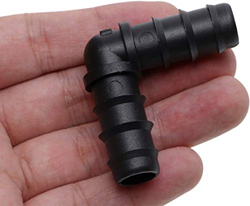 Pinolex® Irrigation Accessories Fittings Elbow Corner 90 for 1/2 Online Lateral Drip Tubing Barbed Connectors 16mm .520 ID and Compatible or Sprinkler Systems (Pack of 50)