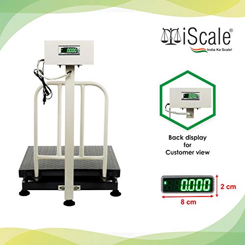 iScale इलेक्ट्रॉनिक प्लेटफॉर्म वेइंग स्केल 300kg क्षमता 20g एक्यूरेसी वेट मशीन डिजिटल शॉप, कमर्शियल और इंडस्ट्रियल यूज के लिए माइल्ड स्टील हैवी प्लेटफॉर्म साइज 24x24 इंच (600x600mm)