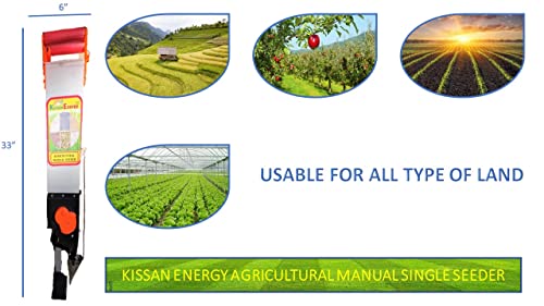 Kissan Energy सिंगल सीडर टूल प्लांट सीडर/सिंगल बैरल हैंड ऑपरेटेड सीडिंग मशीन, गार्डन टूल एडजस्टेबल मैन्युअल प्लांट सीडर सीड स्प्रेडर, गार्डन वेजिटेबल फार्म गार्डनिंग सप्लाई के लिए गार्डन प्लांटर