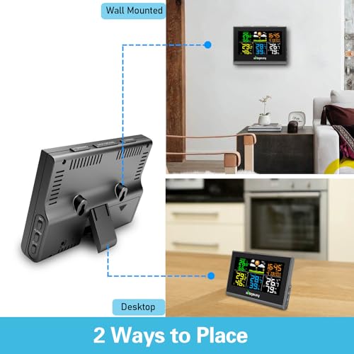 Urageuxy Weather Station with Multiple Sensors, Wireless Indoor Outdoor Thermometer Hygrometer with 3 Sensors, Weather Forecast