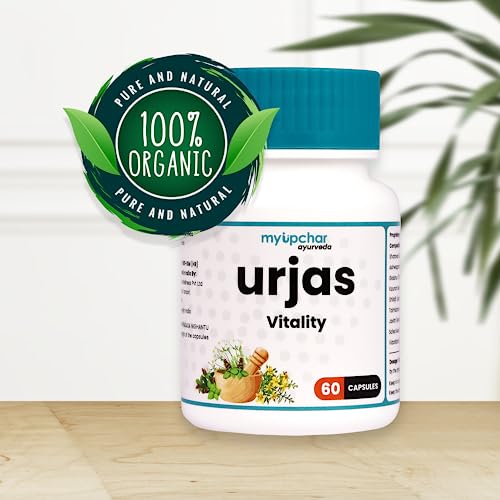 myUpchar Ayurveda Urjas Vitality Capsule For Men | Improves Strength, Stamina & Energy | Ashwagandha, Safed Musli, Gokshur & Shjilajit | 60 Veg Capsules