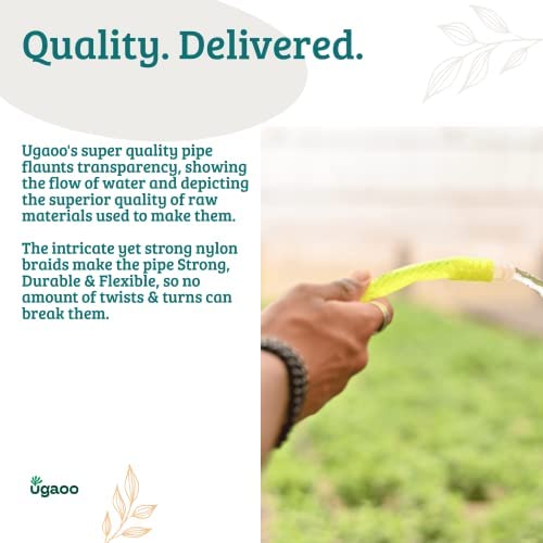 UGAOO Unbreakable Braided Green Water Hose PVC Pipe With 2 Clamps For Home Gardening,Cleaning, Outdoor-Indoor Use (Diameter: 0.75 Inch, Length: 10 Meters)