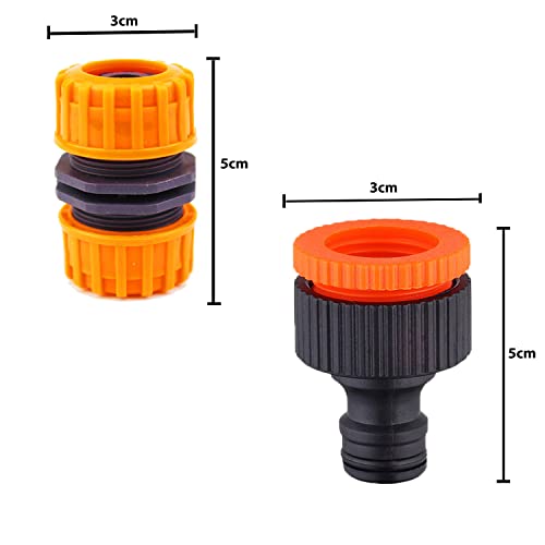 Pinolex® 3/4 Inch Garden Hose Extended Quick Connector Car Wash Water Pipe Fittings Repair Coupling Joints and 1PC 1/2" and 3/4" Tap Adaptor