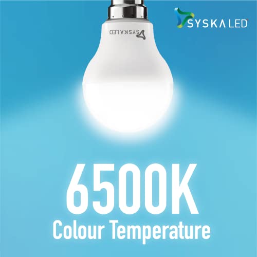 SYSKA Ssk-Srl-9W- बेस B22D 9-वाट एलईडी बल्ब (6 का पैक, कूल डे लाइट)