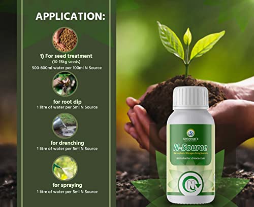 Plants & Roots N-Source Bio-Fertilizer (Atmospheric Nitrogen Fixing Bacteria - Azotobacter Chrococcum) Pack of 1 LTR Bottle