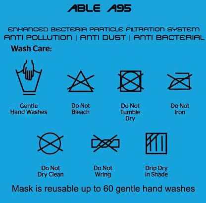 ABLE A95 Anti Bacterial Anti Pollution Anti Dust Reusable Protection Mask Unisex (Black & White Pack of 3)