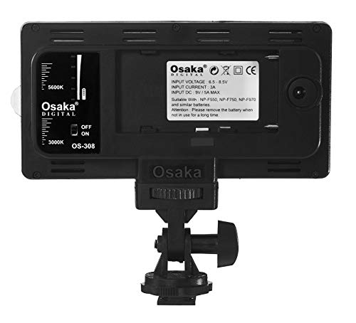 Osaka Bi-Color Dimmable LED Video Light OS-LED-308 Pocket LED Slim for All DSLR Video Cameras YouTube Video tiktok Photography Shooting with F750 Battery 8000 mAh and Fast Charger