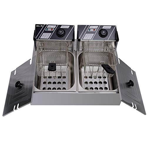 iBELL DF620P डीप फ्रायर इलेक्ट्रिक 12 लीटर स्टेनलेस स्टील 2500W, डबल टैंक/बास्केट, परिवर्तनशील तापमान नियंत्रण, सिल्वर