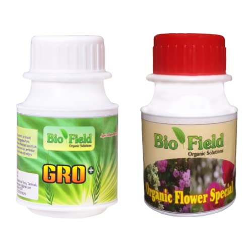 SVE - प्लांट ग्रोथ प्रमोटर + फ्लॉवर बूस्टर - COMBO - BIO लिक्विड फर्टिलायझर्स - सर्व इनडोअर आणि आउटडोअर प्लांट्ससाठी बूस्टर (प्रत्येक 100 मिली, 1 पॅकमध्ये 2)